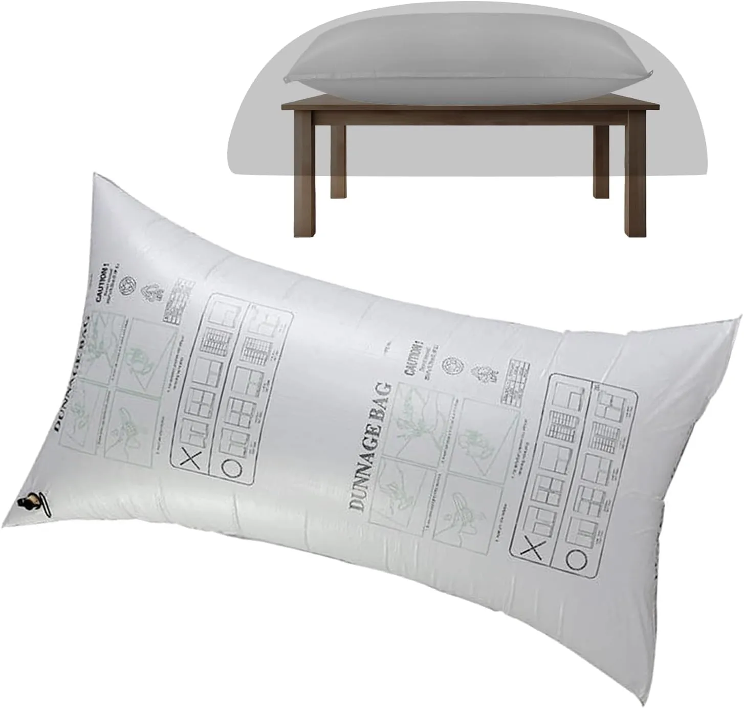 Air Pillow-Inflatable for Patio Table Cover, PP Patio Furniture Cover Airbag-Rectangle, Woven Bag Anti-Collision, Support Prevents Leaves,Water and Snow Pooling (White, 87x40inch)