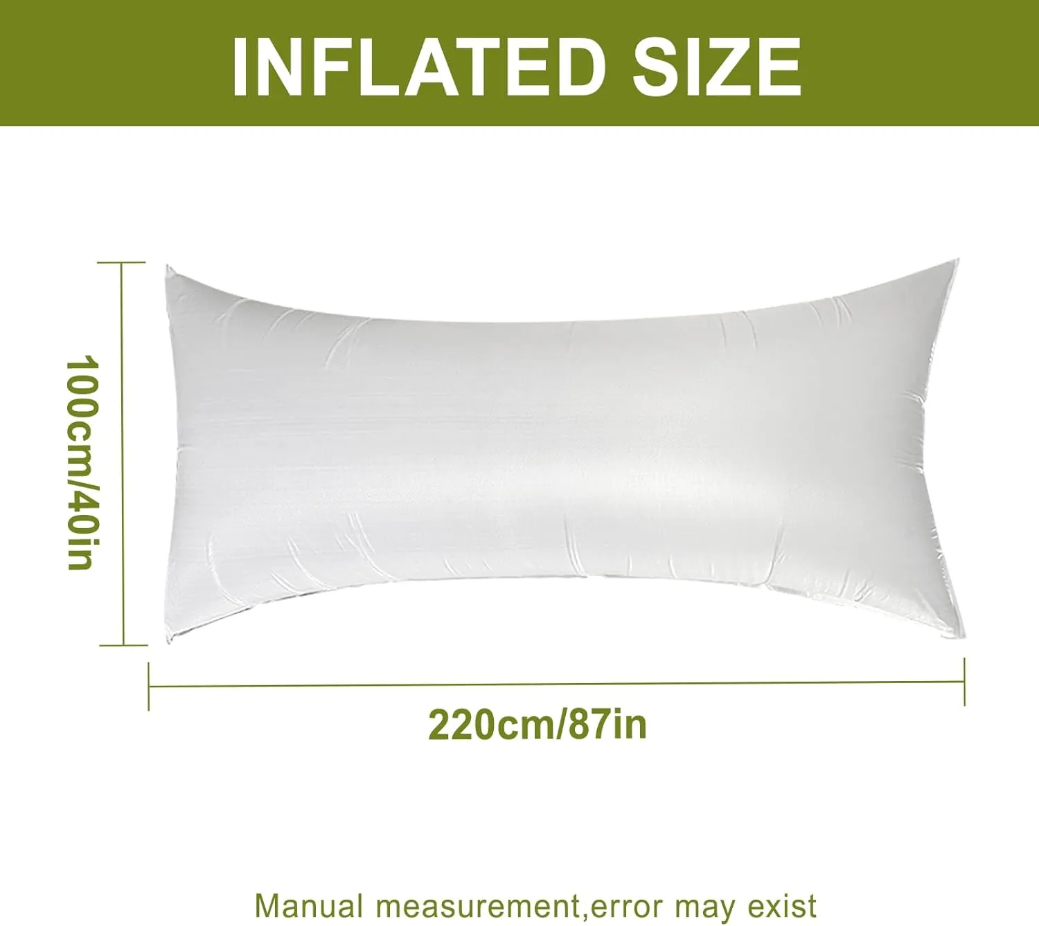 Air Pillow-Inflatable for Patio Table Cover, PP Patio Furniture Cover Airbag-Rectangle, Woven Bag Anti-Collision, Support Prevents Leaves,Water and Snow Pooling (White, 87x40inch)