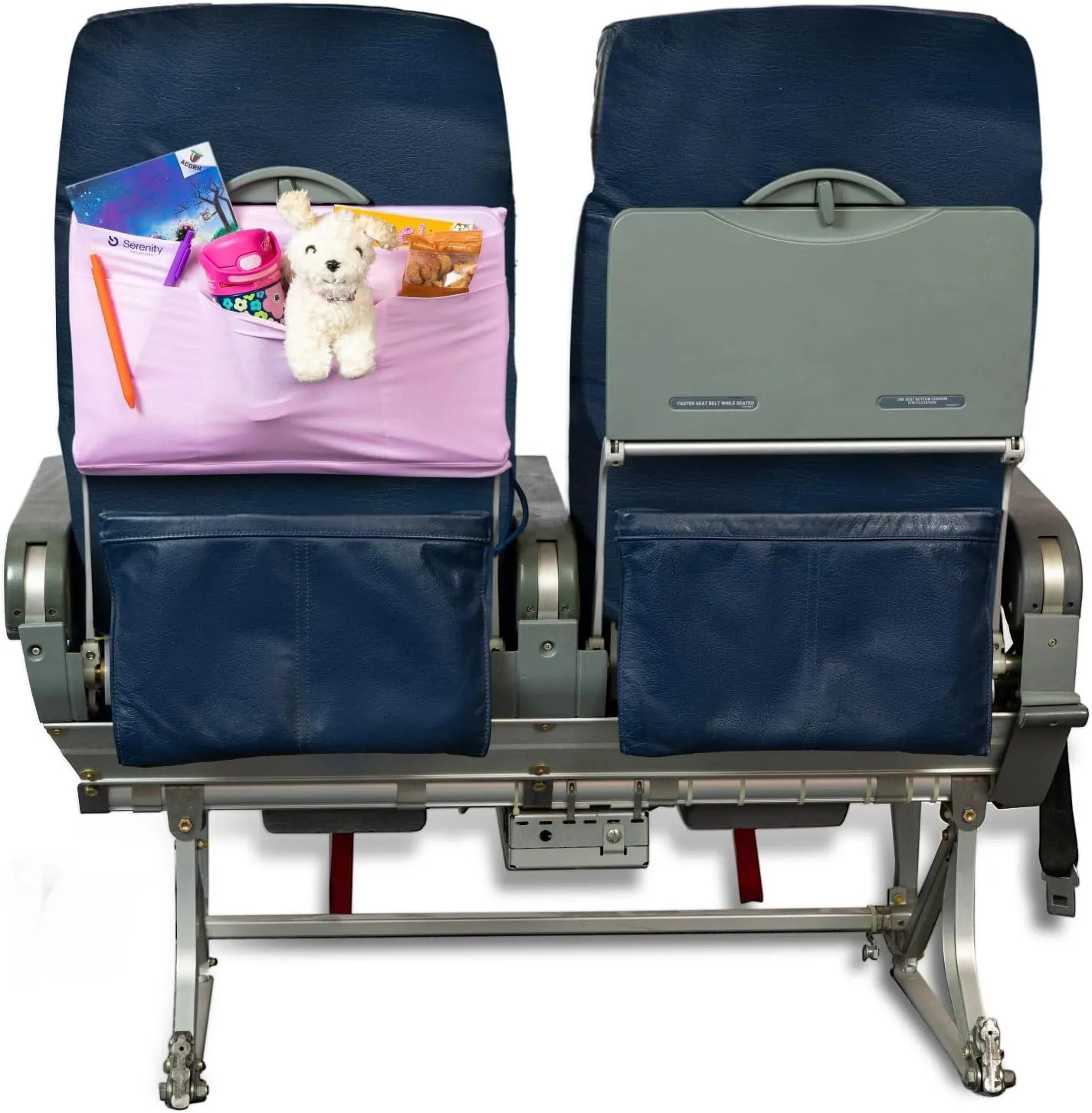 Airplane Tray Organizer/Tote with 4 Storage Pockets, Back Seat Airplane Tray Cover, Converts into a Drawstring Tote, Washable, Durable & Lightweight (2.8 oz) Airplane Travel Essentials