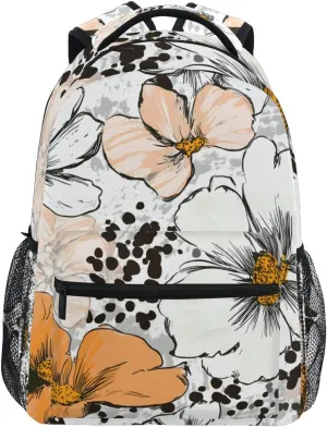 ALAZA Botanical Background Flowers Kid's Shool Backpack for Girls Boys,Laptop Travel Backpack for Elementary Middle School Bag Teenagers Bookbag with Comfy Shoulder Starp,16.9" H