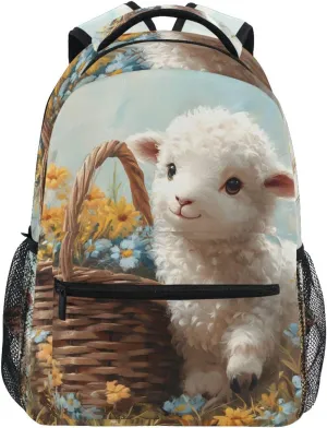 ALAZA Floral Cute Baby Sheep Kid's Shool Backpack for Girls Boys,Laptop Travel Backpack for Elementary Middle School Bag Teenagers Bookbag with Comfy Shoulder Starp,16.9" H
