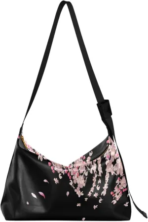 ALAZA Flying Plum Cherry Blossom Flowers Womens Tote Bag Leather Shoulder Bag For Women Men Large Hobo Cross Body Bags Handbag