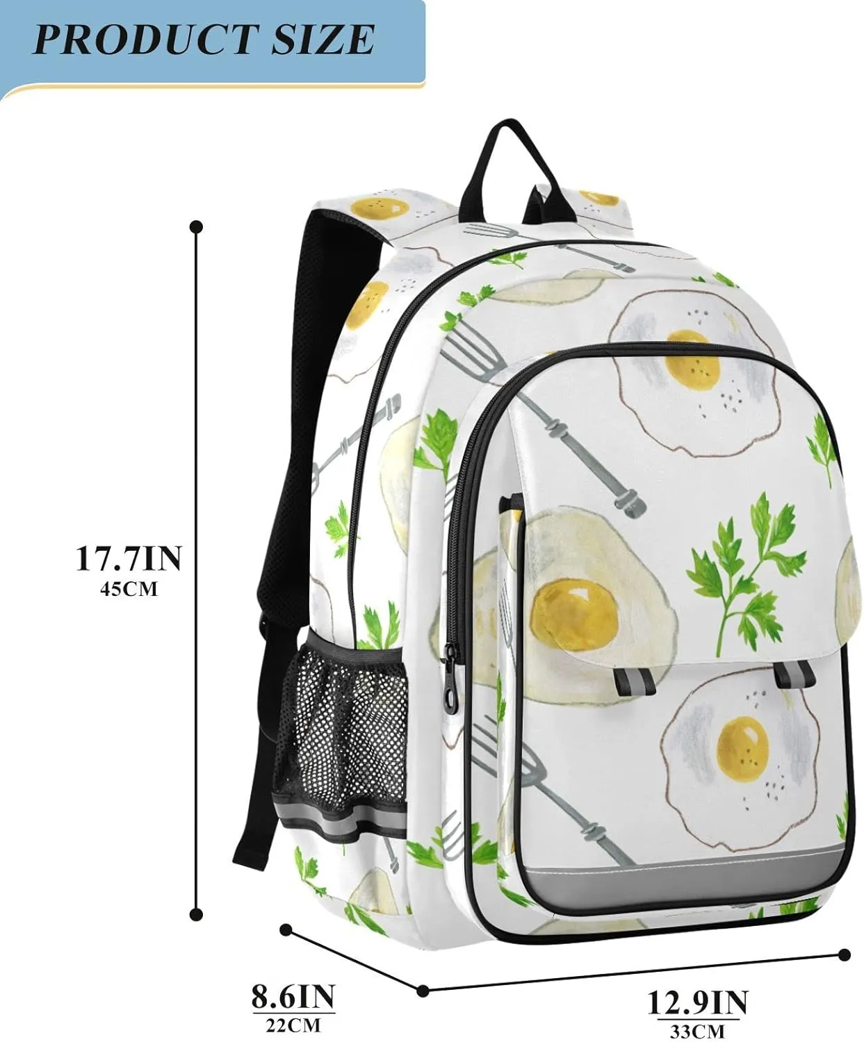 ALAZA Fried Eggs Parsley and Fork Casual Daypacks Outdoor Backpack