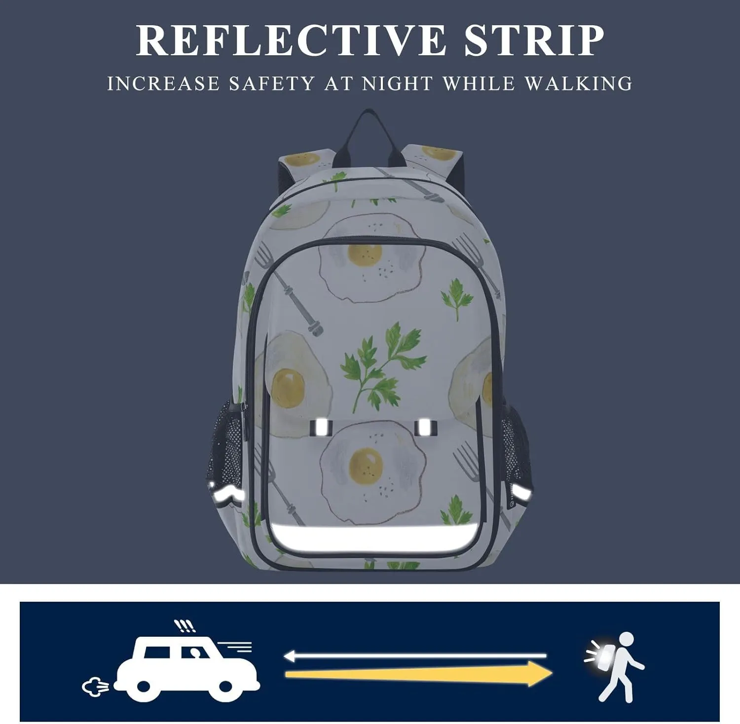 ALAZA Fried Eggs Parsley and Fork Casual Daypacks Outdoor Backpack