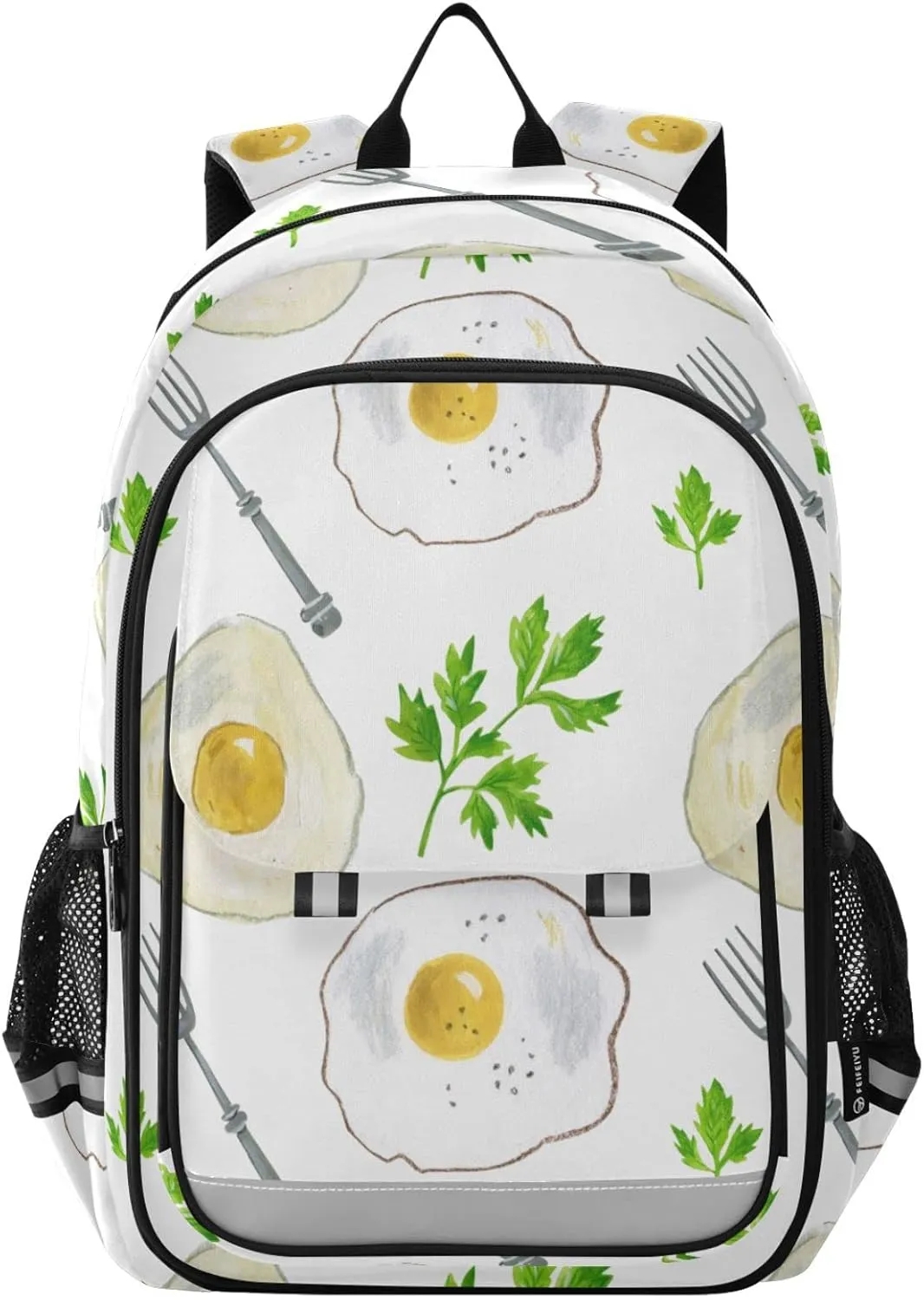 ALAZA Fried Eggs Parsley and Fork Casual Daypacks Outdoor Backpack