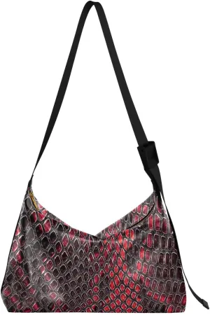 ALAZA Red Black Snake Skin Print Womens Tote Bag Leather Shoulder Bag For Women Men Large Hobo Cross Body Bags Handbag