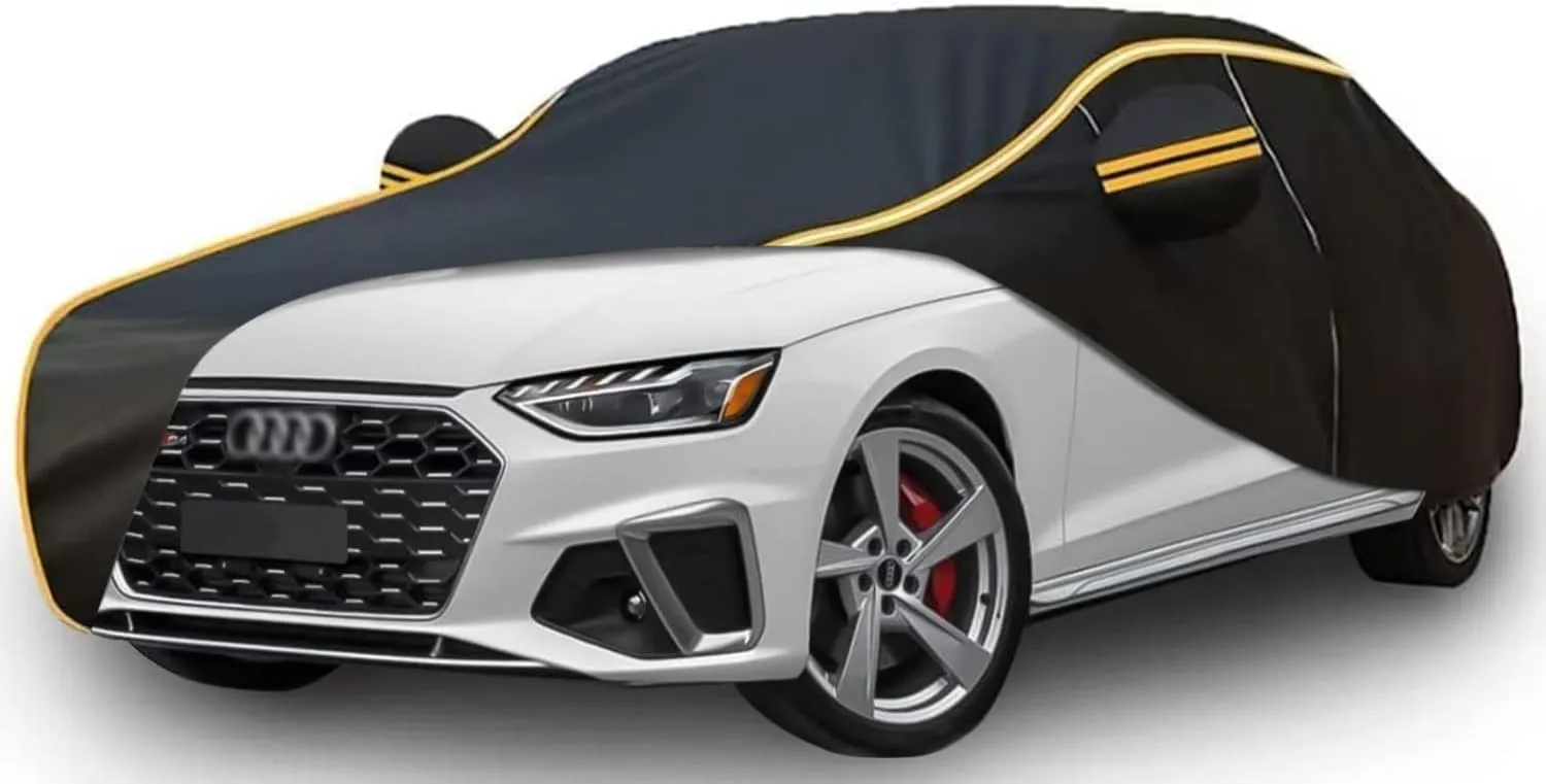 All Weather Waterproof car Cover for Audi A6 2004-2011,Zipper Cotton Universal, All-Weather UV Protection, Snow Proof, Wind Proof, dust Proof