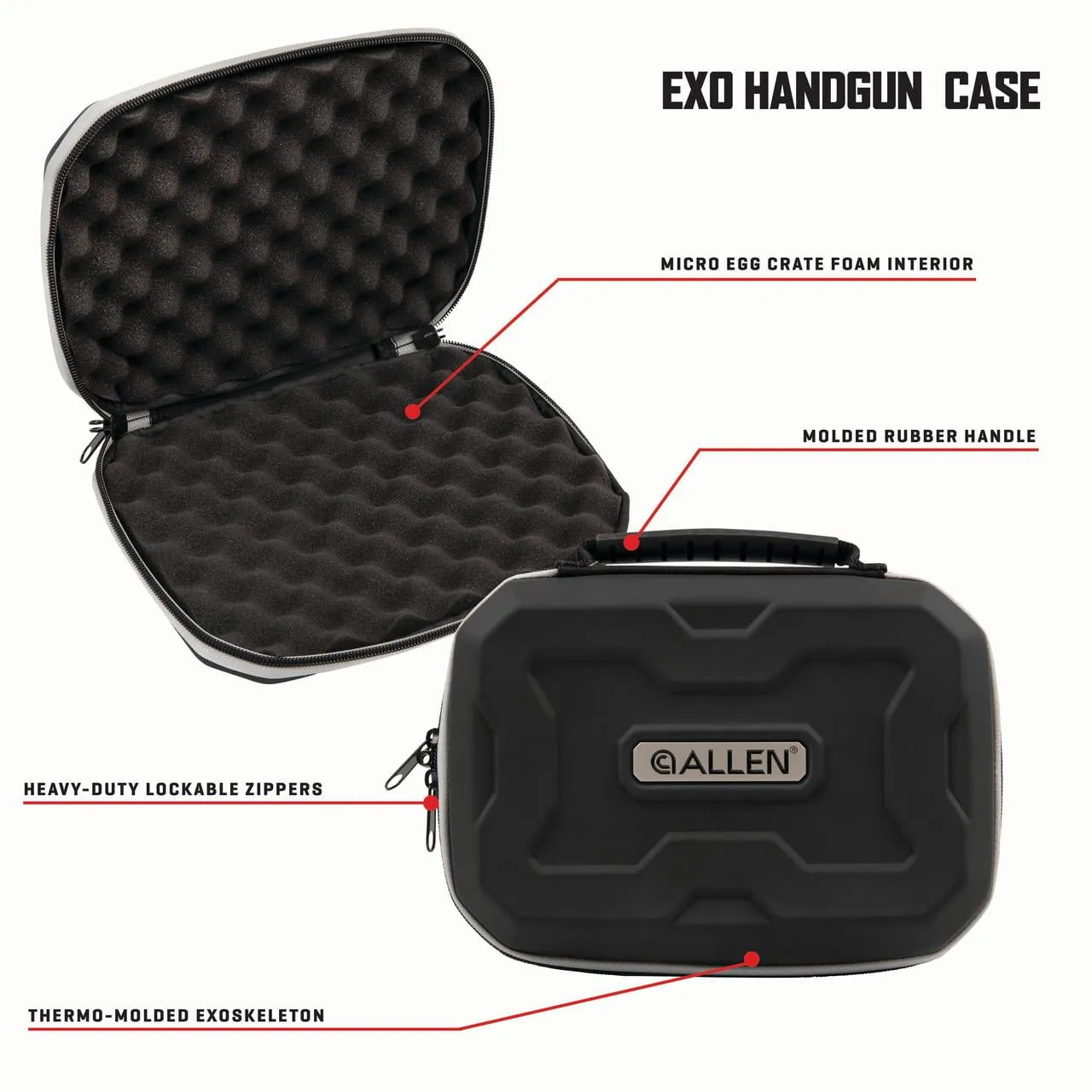 Allen Company Exo Lockable Hardshell 9" Handgun Gun Case, Black, Foam, 80-9A