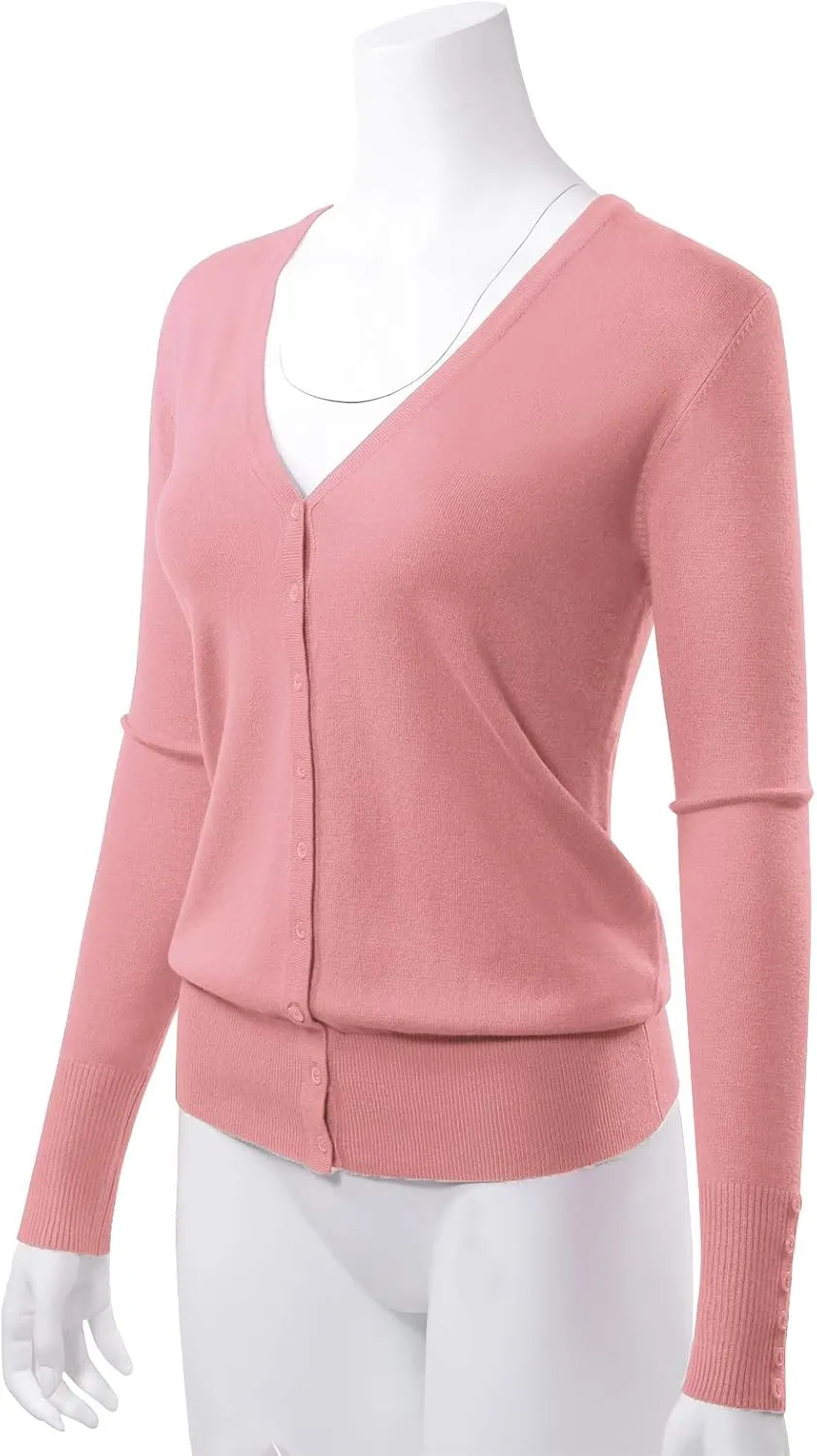 Allsense Women's Long-Sleeve Lightweight V-Neck Cardigan Sweater