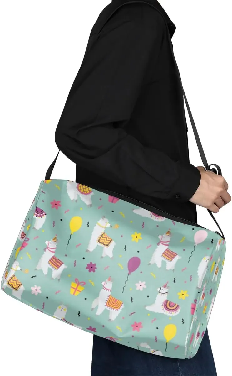 Alpaca Birthday Gift Small Gym Bag for Men Women Workout Sport Duffle Bag Waterproof Weekender Overnight Bag Lightweight Carry on Tote Bag Crossbody Shoulder Travel Bag for Swim Yoge Dance