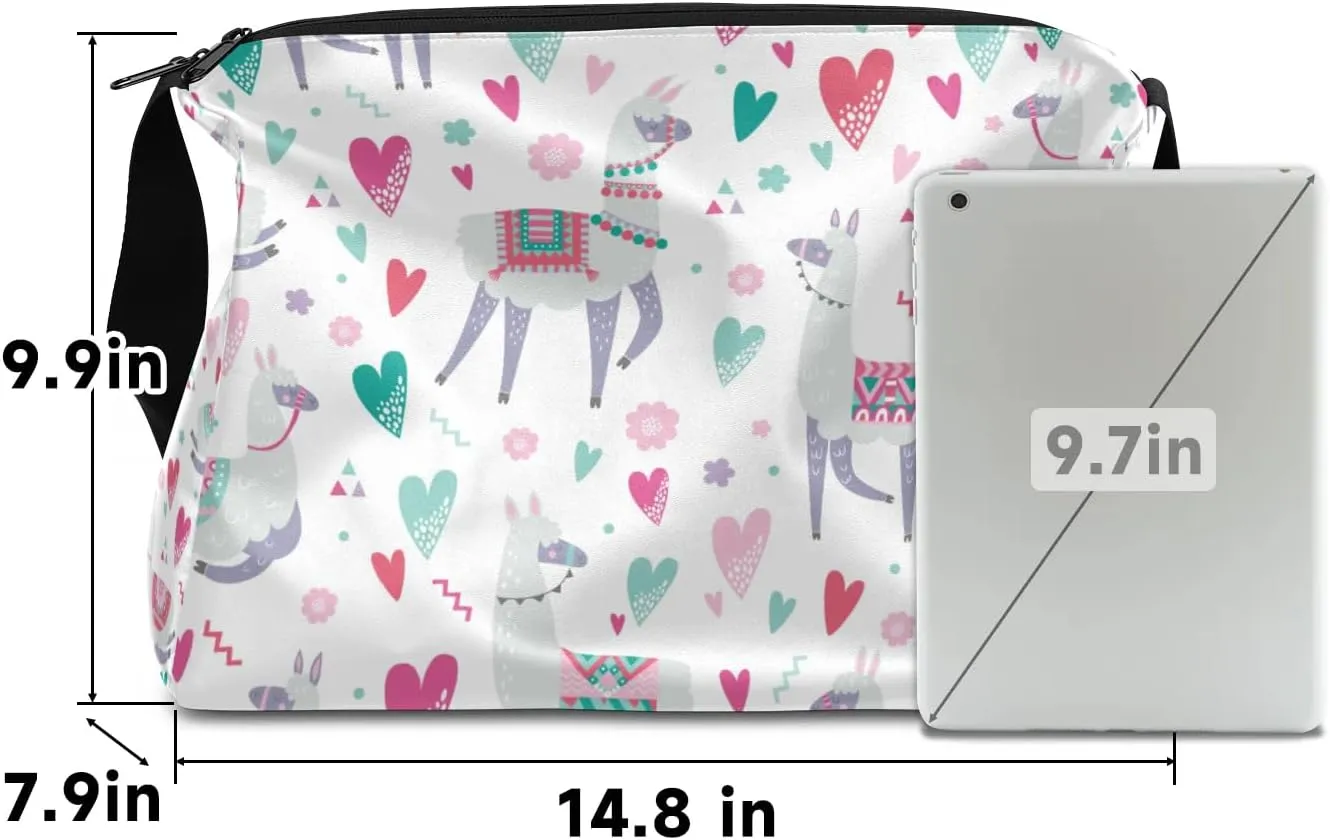 Alpaca Heart Small Gym Bag for Men Women Workout Sport Duffle Bag Waterproof Weekender Overnight Bag Lightweight Carry on Tote Bag Crossbody Shoulder Travel Bag for Swim Yoge Dance