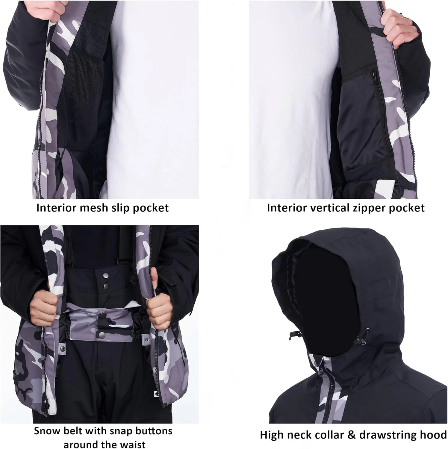 Alpine Swiss Mens Waterproof Ski Jacket Hooded Snowboarding Coat Warm Winter Snow Jacket Raincoat