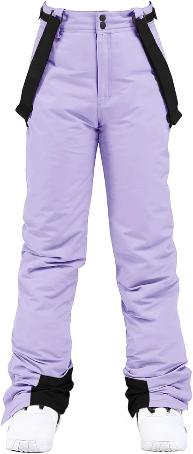 ALSOGO Women's Insulated Snow Pants Winter Warm Ski Pant Outdoor Waterproof Snowboard Bibs with Detachable Suspender
