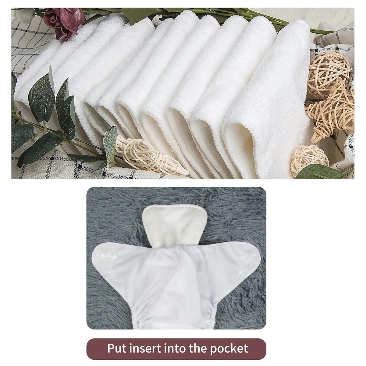 ALVABABY 6 Pack Cloth Diaper with 12 Inserts One Size Adjustable Washable Reusable Diaper Cover for Baby Girls and Boys