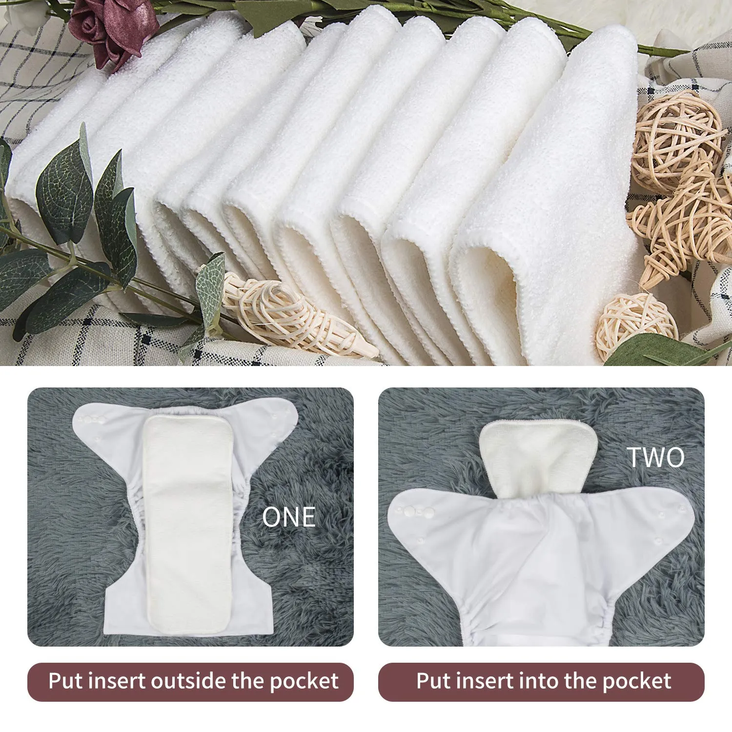 ALVABABY 6 Pack Cloth Diaper with 12 Inserts One Size Adjustable Washable Reusable Diaper Cover for Baby Girls and Boys