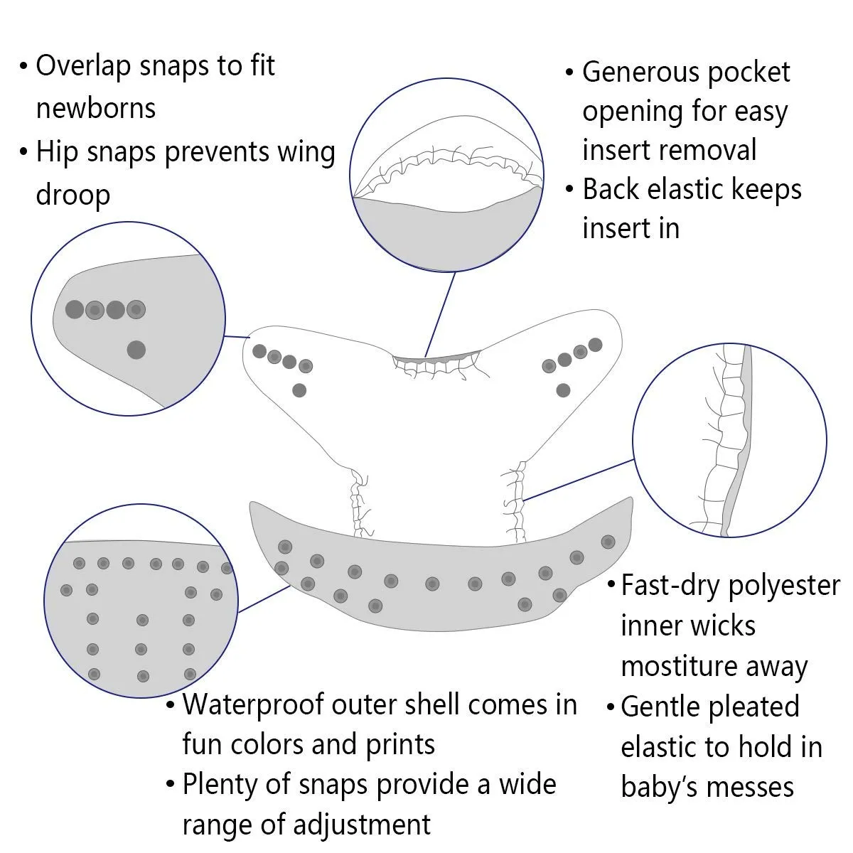 ALVABABY 6 Pack Cloth Diaper with 12 Inserts One Size Adjustable Washable Reusable Diaper Cover for Baby Girls and Boys
