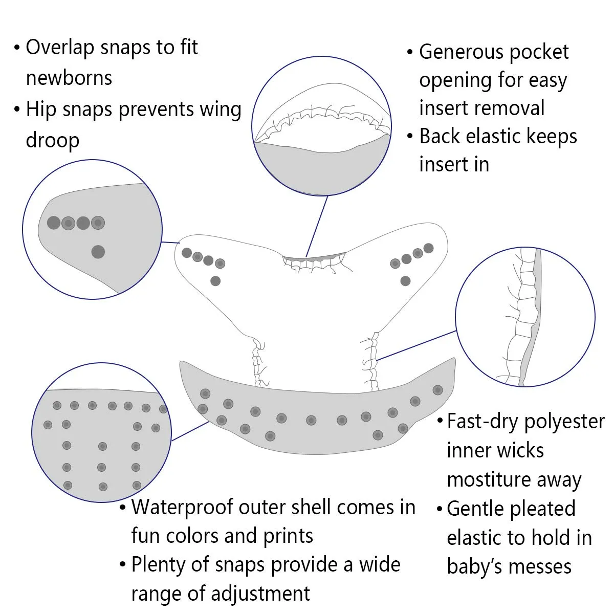 ALVABABY 6 Pack Cloth Diaper with 12 Inserts One Size Adjustable Washable Reusable Diaper Cover for Baby Girls and Boys