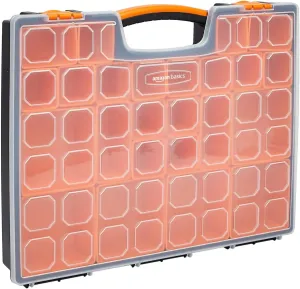 Amazon Basics 19-Removable Compartment Organizer, Black, Orange, 16.5 x 13.2 x 2.4 inches