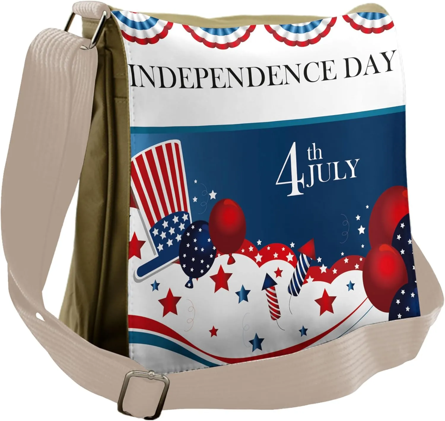 Ambesonne 4th of July Messenger Bag, Uncle Sam Hat Art, Unisex Cross-body