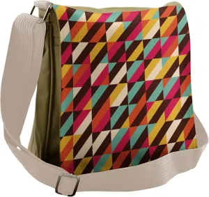 Ambesonne Abstract Messenger Bag, Parallel Bars Triangle, Unisex Cross-body