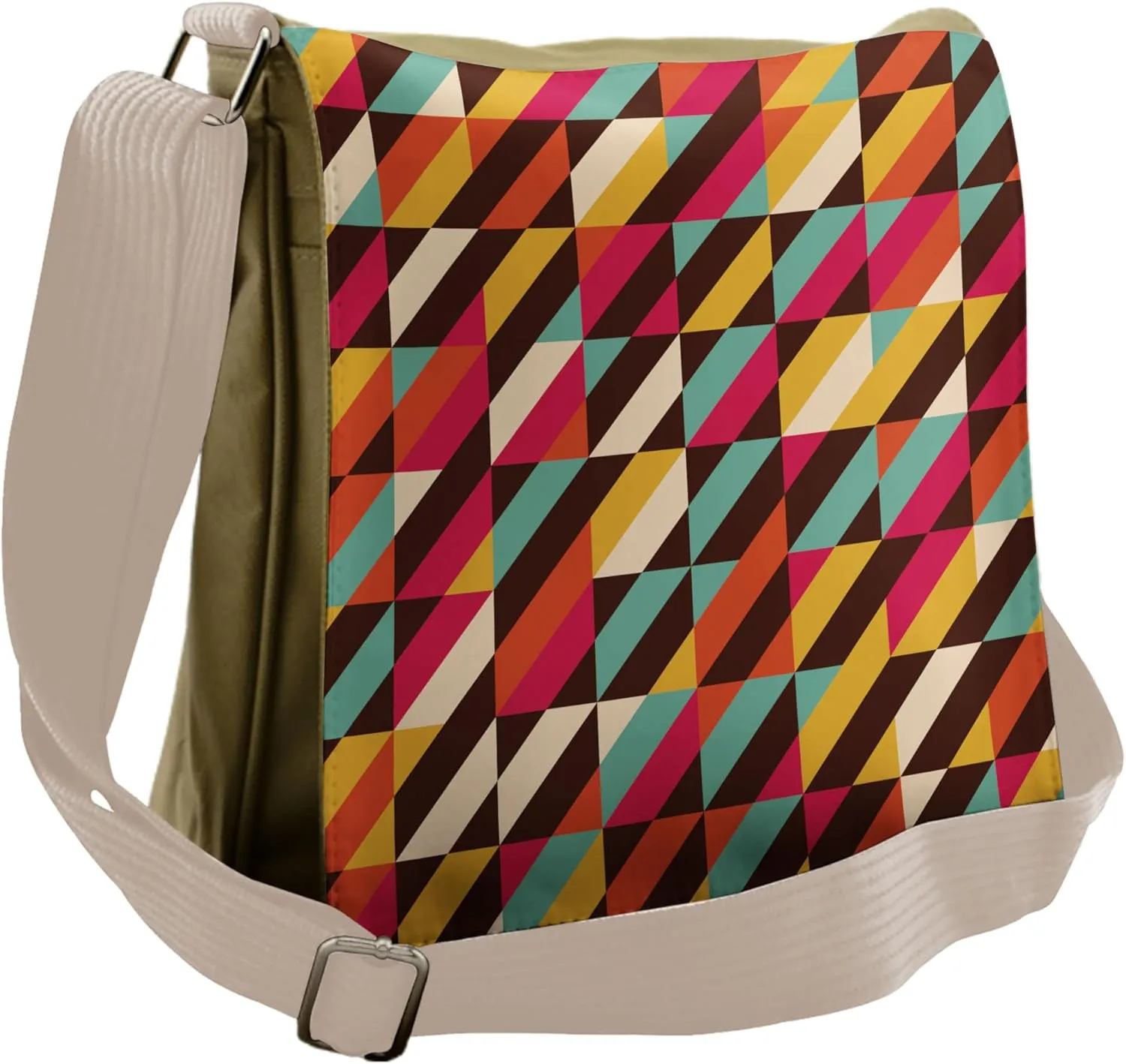 Ambesonne Abstract Messenger Bag, Parallel Bars Triangle, Unisex Cross-body