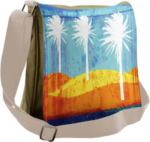 Ambesonne Abstract Messenger Bag, Tropic Beach Palms, Unisex Cross-body
