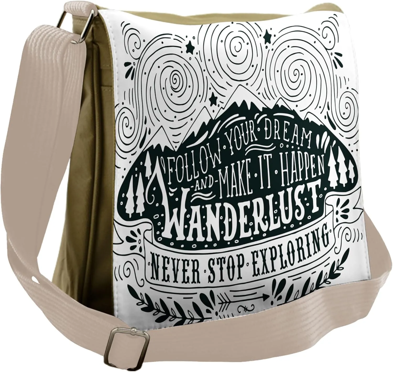 Ambesonne Adventure Messenger Bag, Journey and Exploration, Unisex Cross-body
