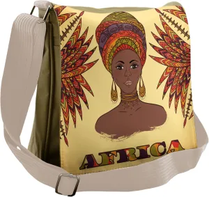 Ambesonne African Messenger Bag, Turban Palms Cultural, Unisex Cross-body
