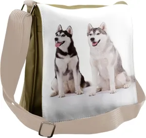 Ambesonne Alaskan Malamute Messenger Bag, Furry Doggies, Unisex Cross-body
