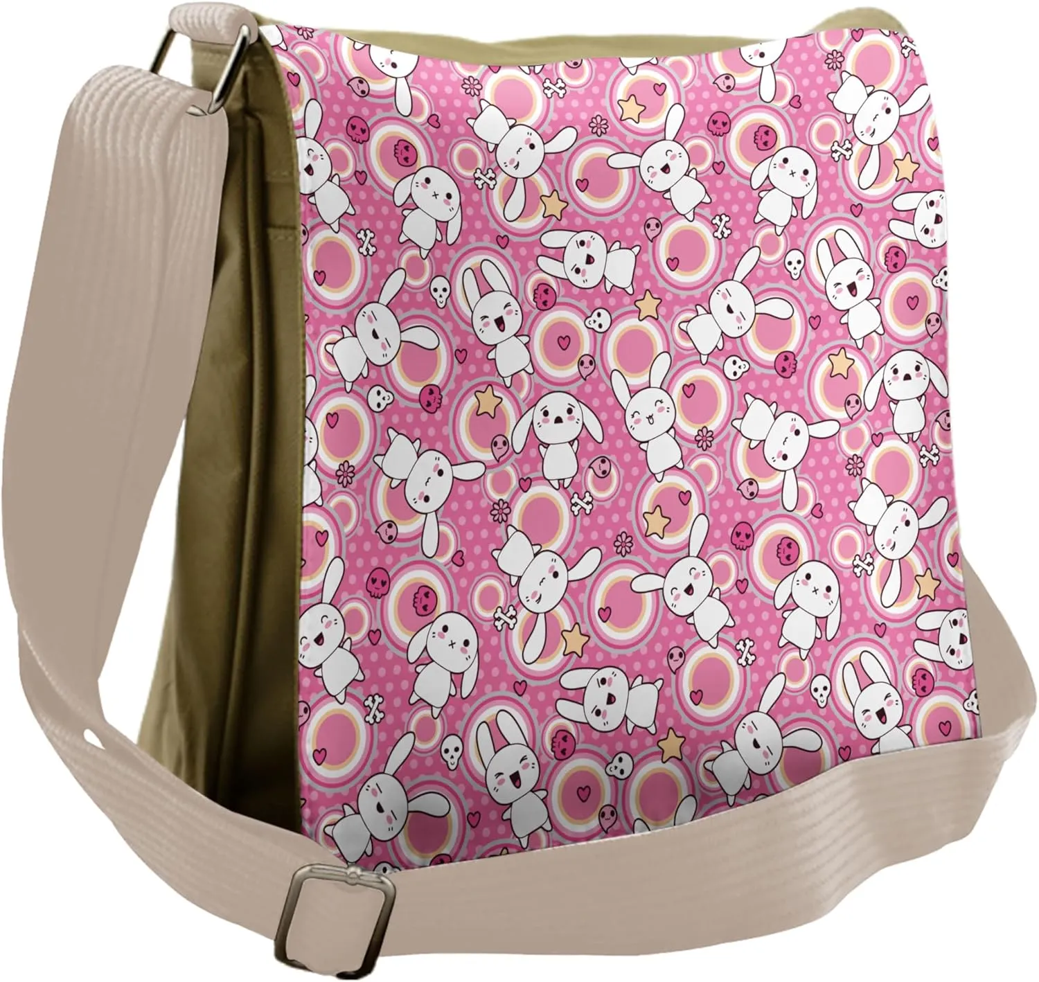 Ambesonne Anime Messenger Bag, Rabbits Humor, Unisex Cross-body