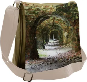 Ambesonne Antique Messenger Bag, Medieval Tunnel, Unisex Cross-body