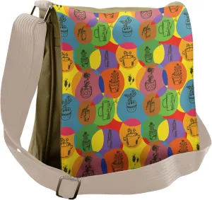 Ambesonne Cactus Messenger Bag, House Plants with Thorn, Unisex Cross-body