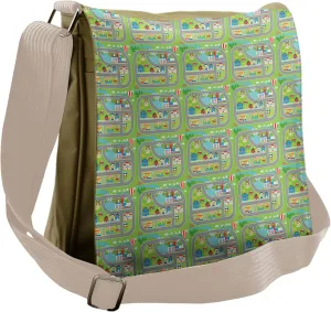 Ambesonne Car Race Track Messenger Bag, Farm Factory, Unisex Cross-body
