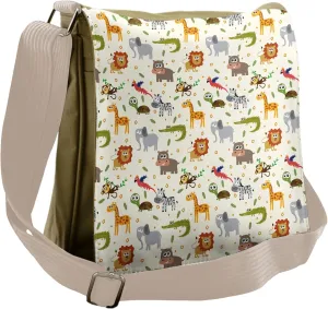 Ambesonne Cartoon Animal Messenger Bag, Savannah Life Funny, Unisex Cross-body