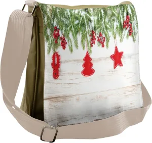 Ambesonne Christmas Messenger Bag, Ornaments and Berries, Unisex Cross-body