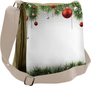 Ambesonne Christmas Messenger Bag, Tree Balls Ornaments, Unisex Cross-body