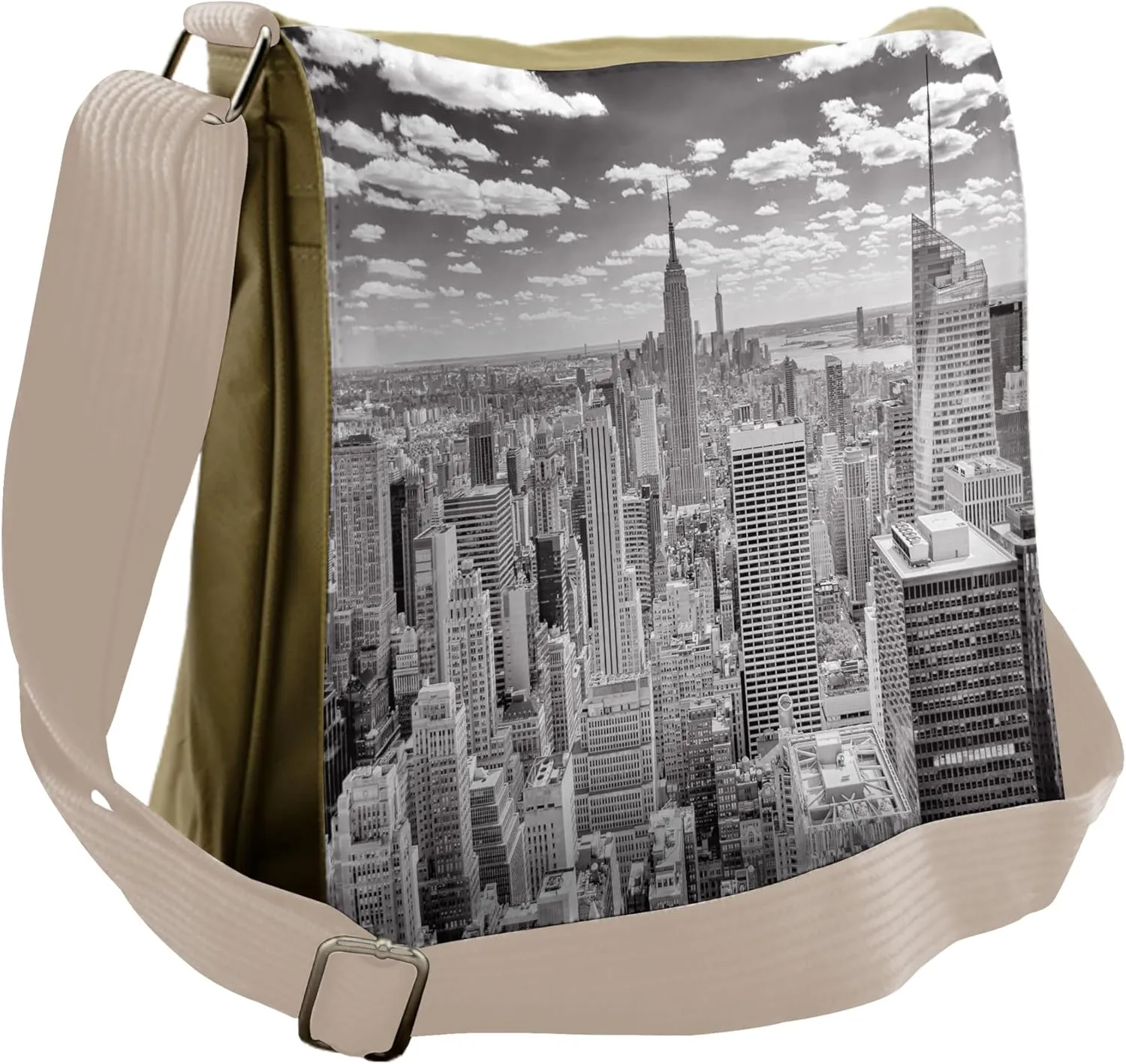 Ambesonne City Messenger Bag, Manhattan Urban Scenery, Unisex Cross-body