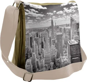 Ambesonne City Messenger Bag, Manhattan Urban Scenery, Unisex Cross-body