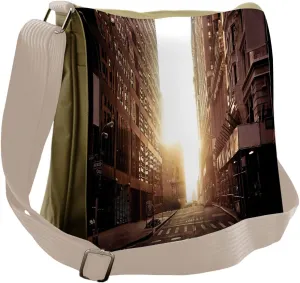 Ambesonne Cityscape Messenger Bag, Early Morning Manhattan, Unisex Cross-body