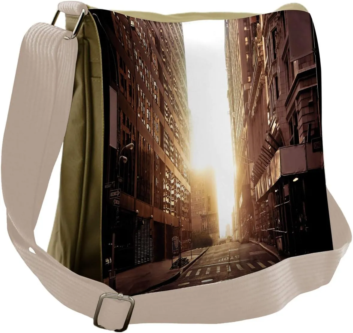 Ambesonne Cityscape Messenger Bag, Early Morning Manhattan, Unisex Cross-body