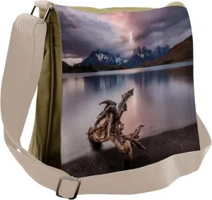 Ambesonne Digital Messenger Bag, Reflections to Mountain, Unisex Cross-body
