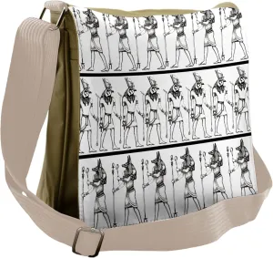 Ambesonne Egyptian Messenger Bag, Hieroglyphics Anubis, Unisex Cross-body