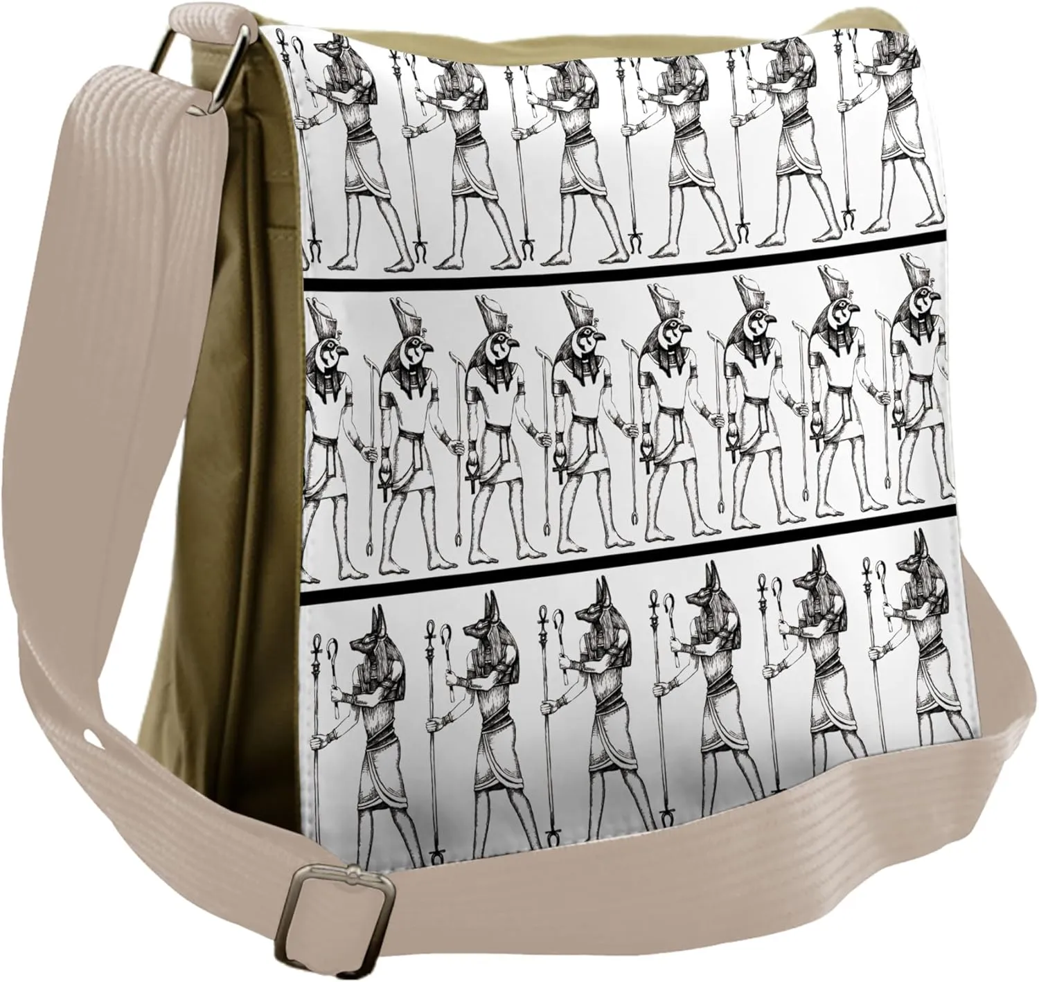 Ambesonne Egyptian Messenger Bag, Hieroglyphics Anubis, Unisex Cross-body