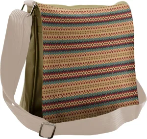 Ambesonne Ethnic Messenger Bag, Aztec Line Pattern, Unisex Cross-body
