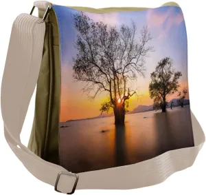 Ambesonne Fall Messenger Bag, Autumn Trees View Habitat, Unisex Cross-body