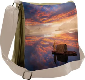 Ambesonne Fantasy Messenger Bag, Man in Imagine Ship, Unisex Cross-body