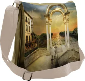 Ambesonne Fantasy Messenger Bag, Surreal Bridge Gateway, Unisex Cross-body