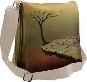 Ambesonne Fantasy Messenger Bag, Tree on Cliff Precipice, Unisex Cross-body