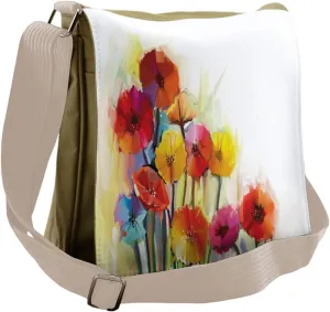 Ambesonne Floral Messenger Bag, Gerbera Flower Romance, Unisex Cross-body