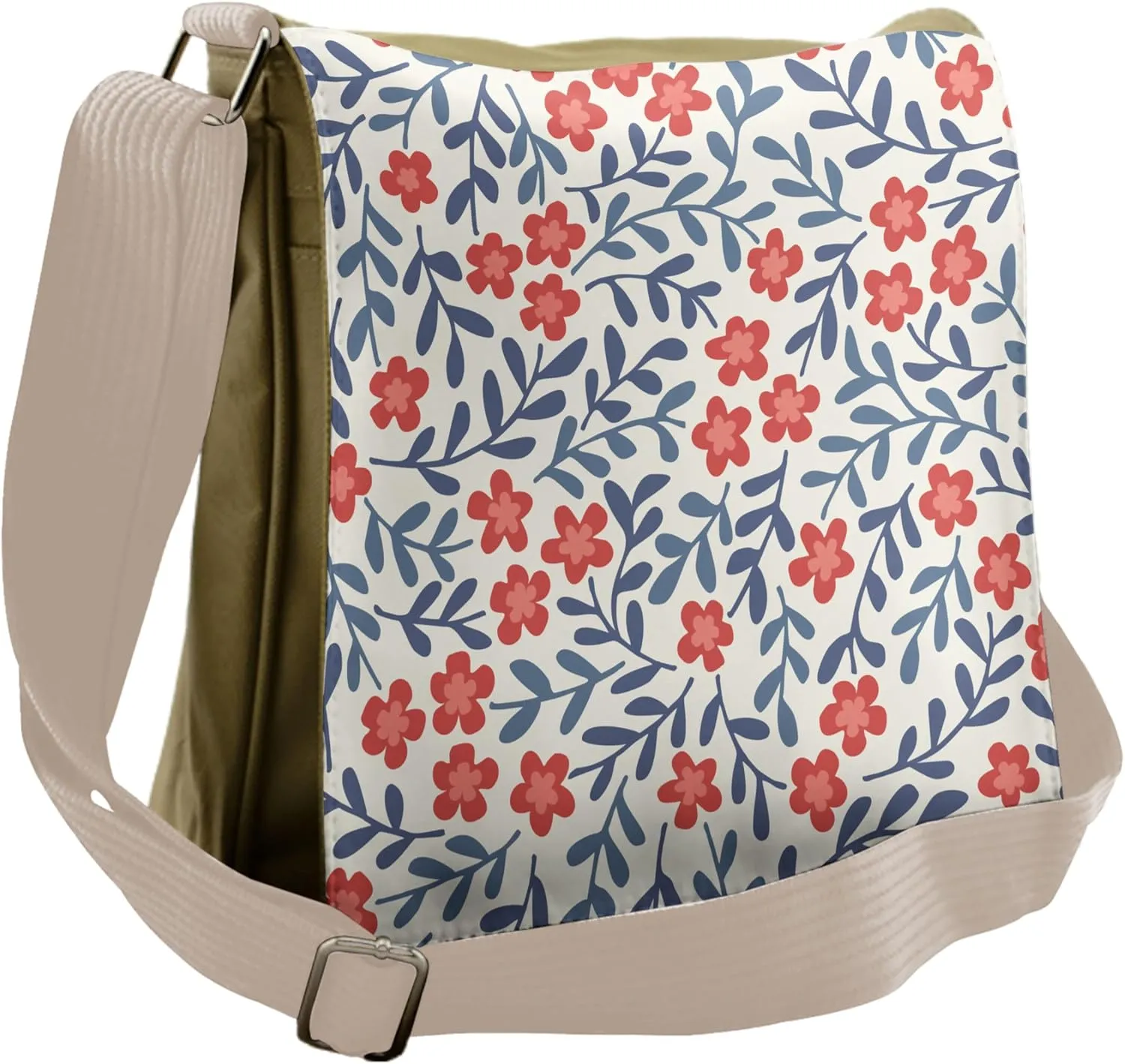 Ambesonne Floral Messenger Bag, Spring Imagery Vintage, Unisex Cross-body
